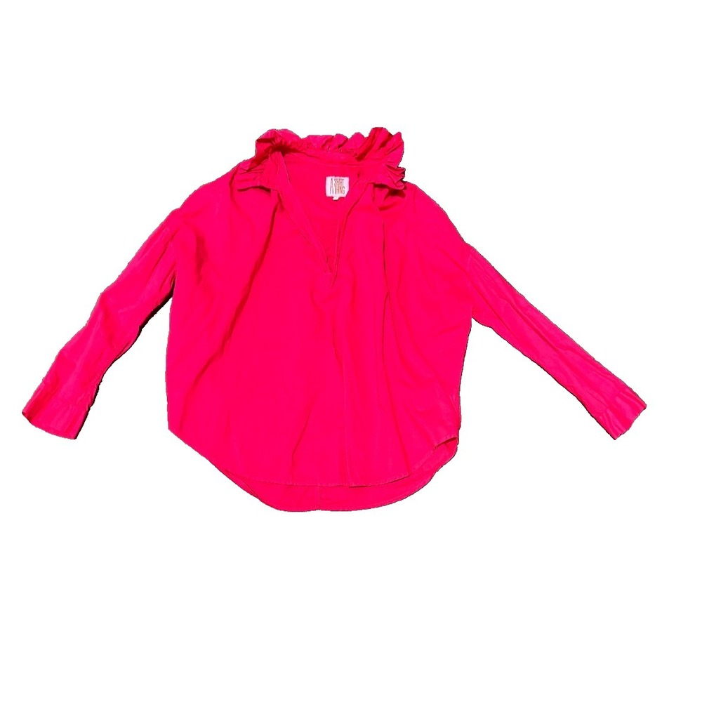 A Shirt Thing shirt Small Diego Top blouse Dark Pink Ruffle collar Cotton